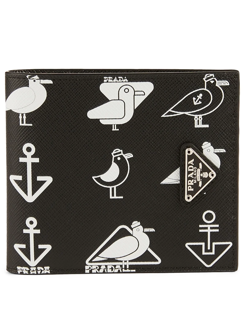 Printed Saffiano Leather Bifold Wallet
