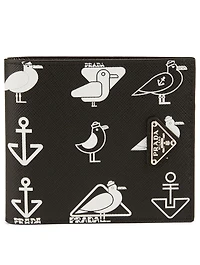 Printed Saffiano Leather Bifold Wallet