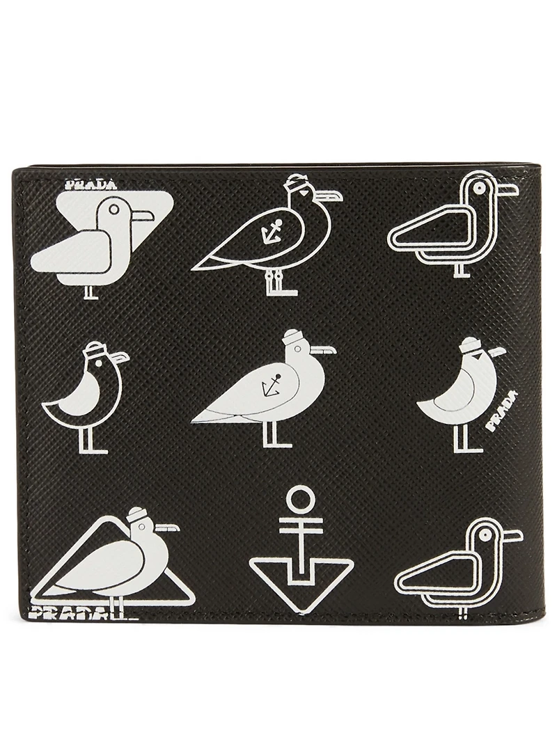 Printed Saffiano Leather Bifold Wallet