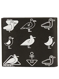 Printed Saffiano Leather Bifold Wallet