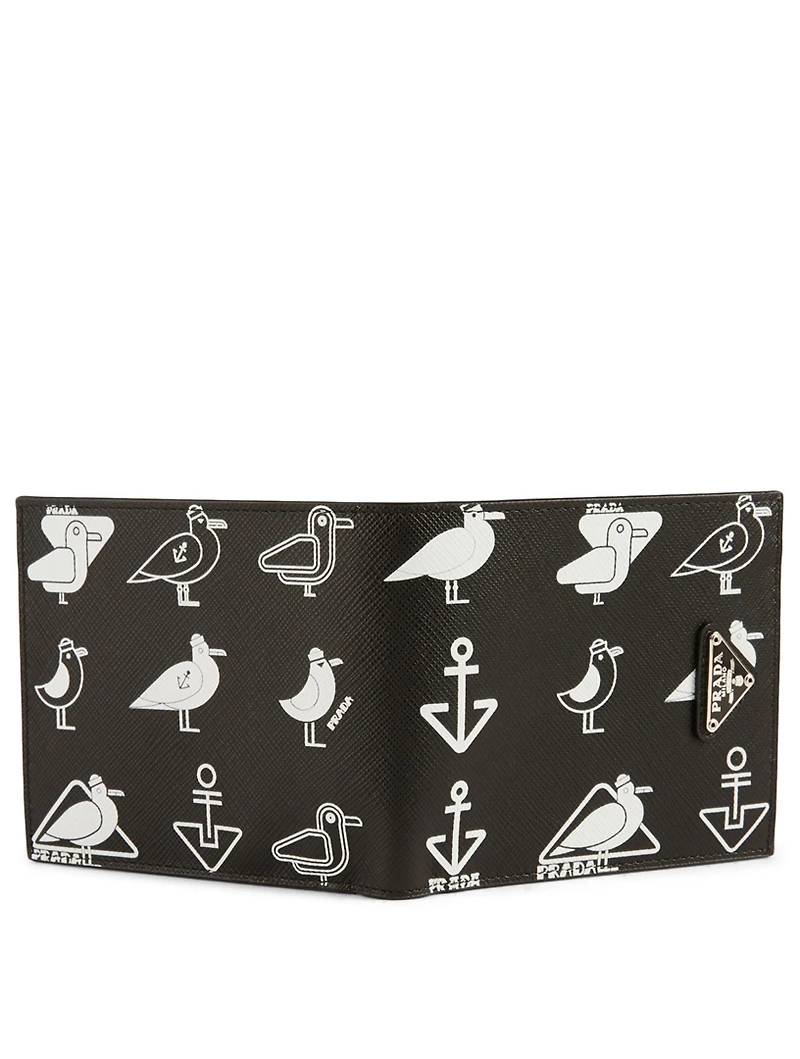 Printed Saffiano Leather Bifold Wallet