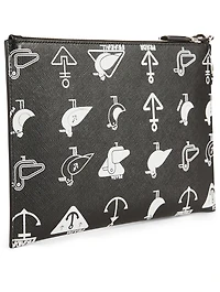 Printed Saffiano Leather Pouch