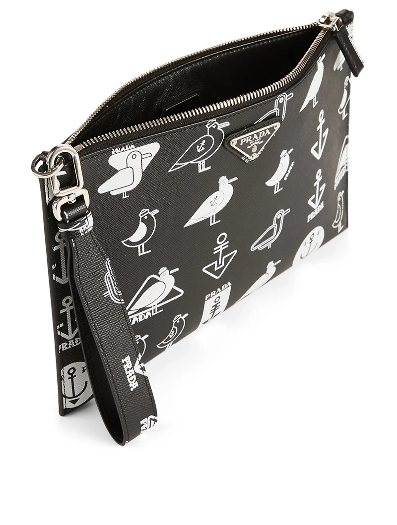 Printed Saffiano Leather Pouch
