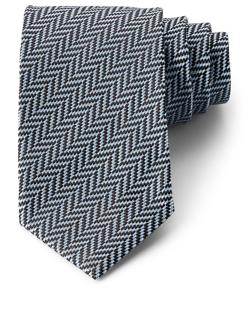 Silk Tie In Herringbone