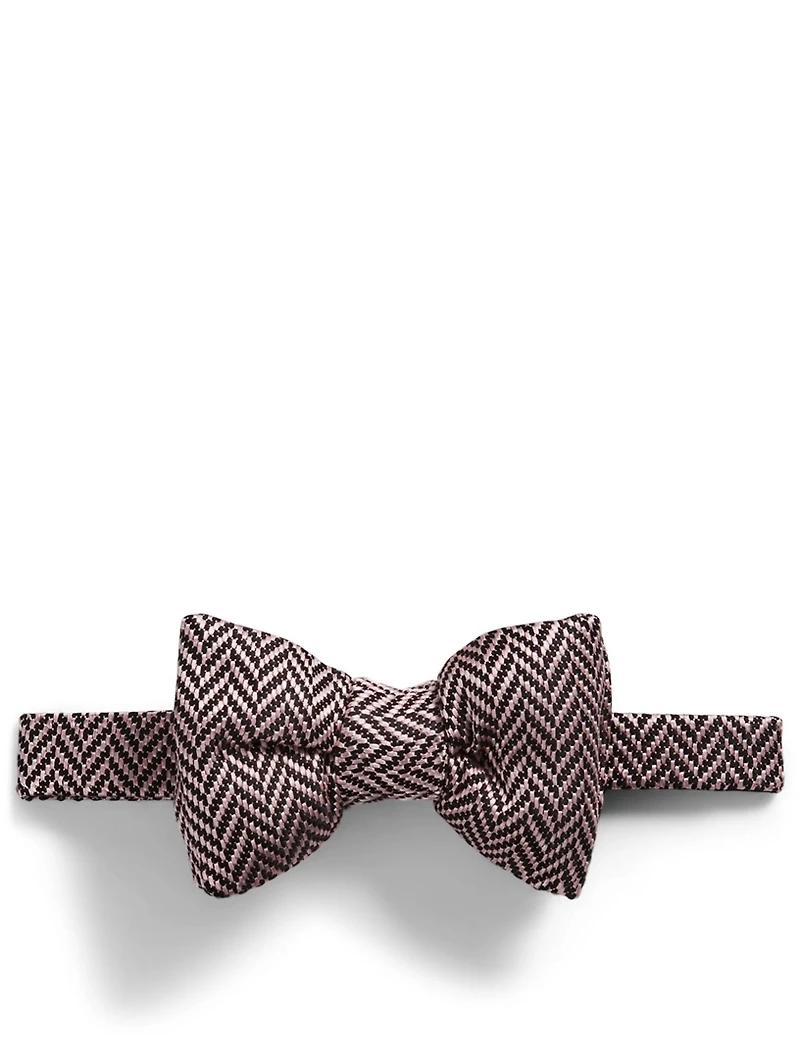Silk Bow Tie In Herringbone