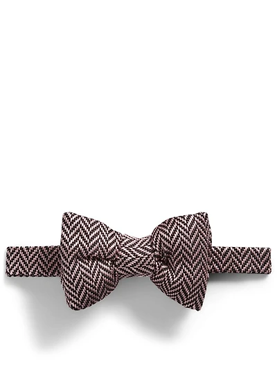 Silk Bow Tie In Herringbone