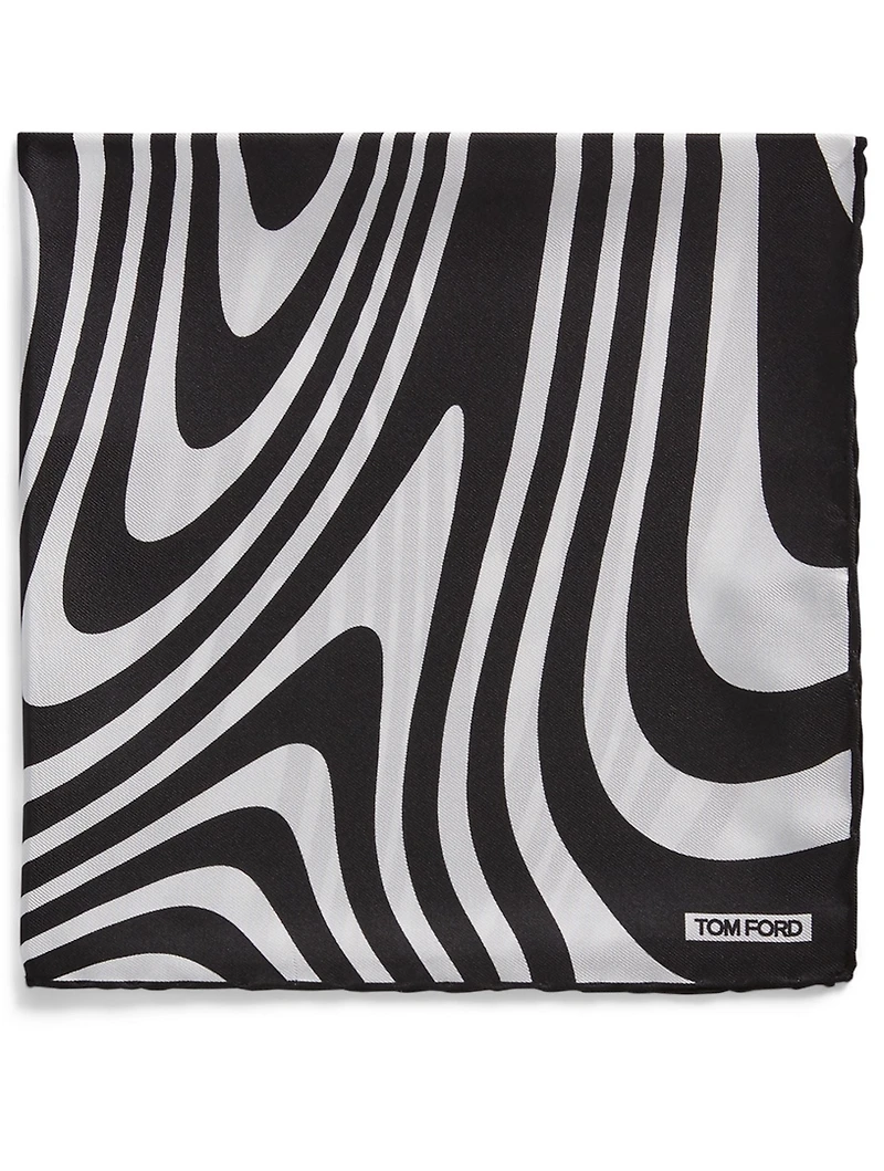 Silk Pocket Square In Wave Print