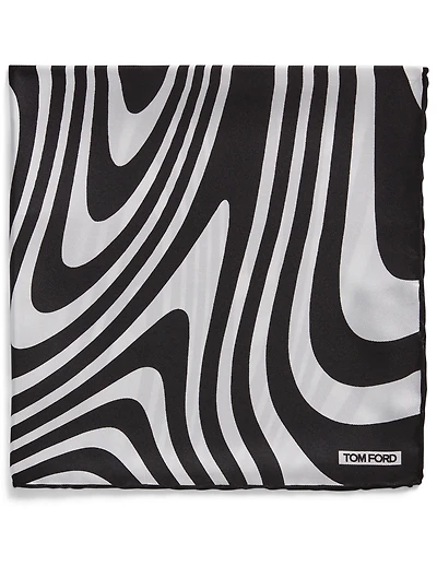 Silk Pocket Square In Wave Print