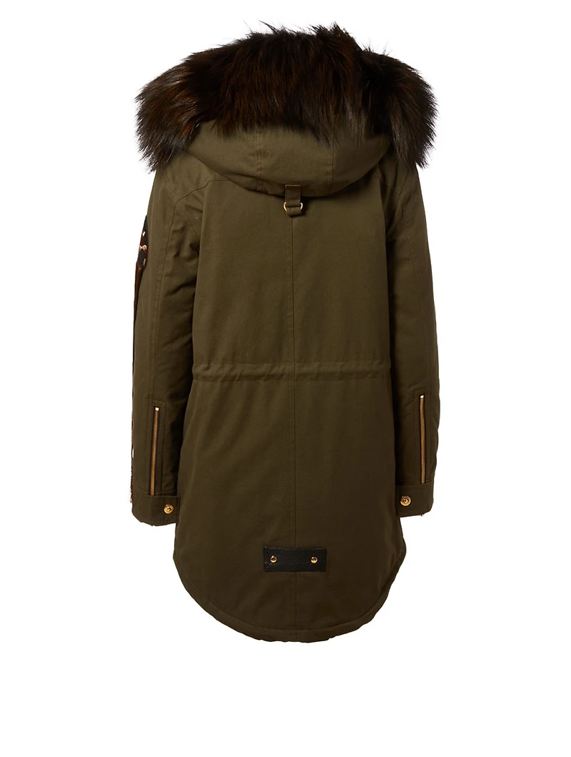 Superfreak Patch Parka With Fur Trim