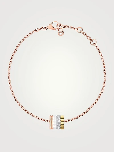 White Edition Quatre Gold Chain Bracelet With White Ceramic And Diamonds