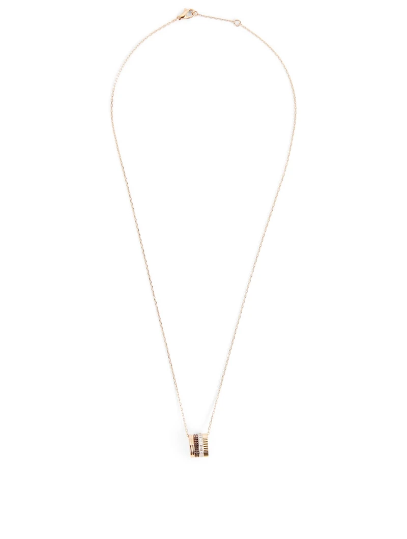 Quatre Classique Gold Pendant Necklace With Brown PVD And Diamonds