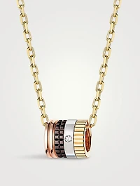 Quatre Classique Gold Mini Pendant Necklace With PVD And Diamond
