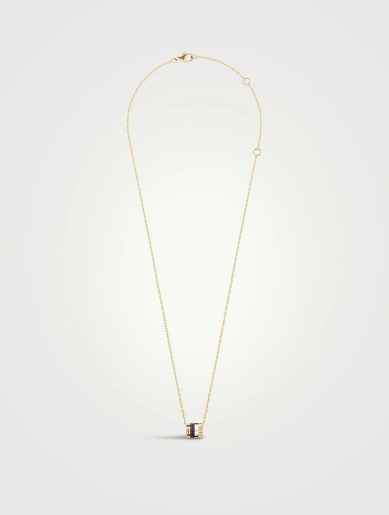 Quatre Classique Gold Mini Pendant Necklace With PVD And Diamond