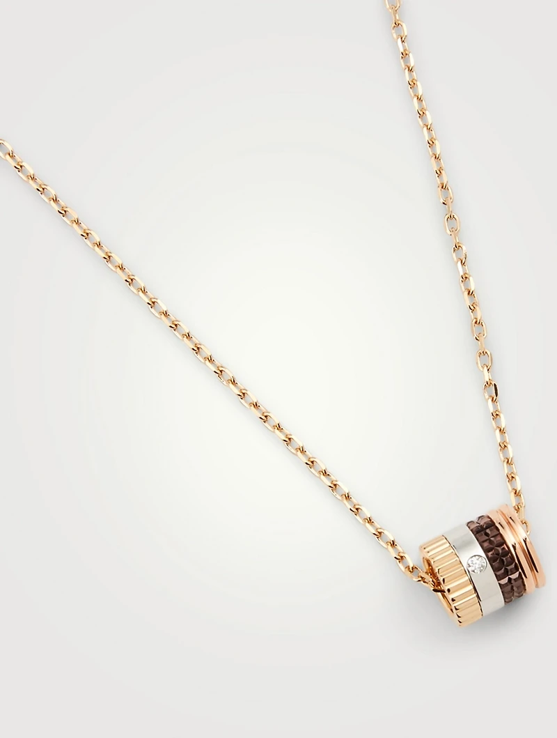 Quatre Classique Gold Mini Pendant Necklace With PVD And Diamond