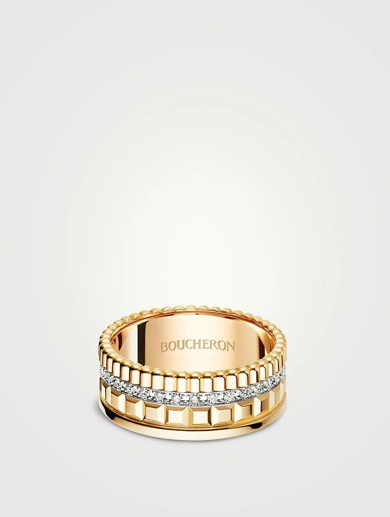 Small Radiant Edition Quatre Gold Ring With Diamonds
