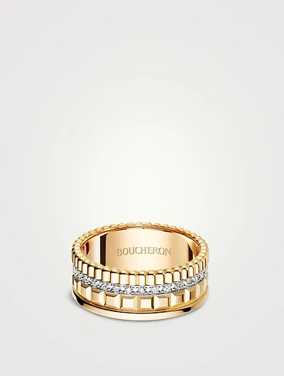Small Radiant Edition Quatre Gold Ring With Diamonds