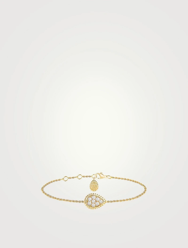 Serpent Bohème Motif Gold Chain Bracelet With Diamonds
