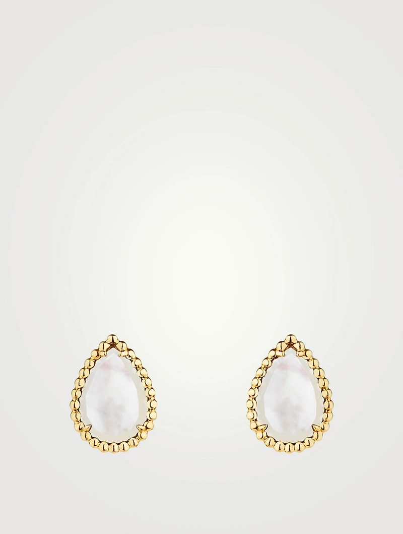 Serpent Bohème S Motif Yellow Gold Stud Earrings With Mother Of Pearl