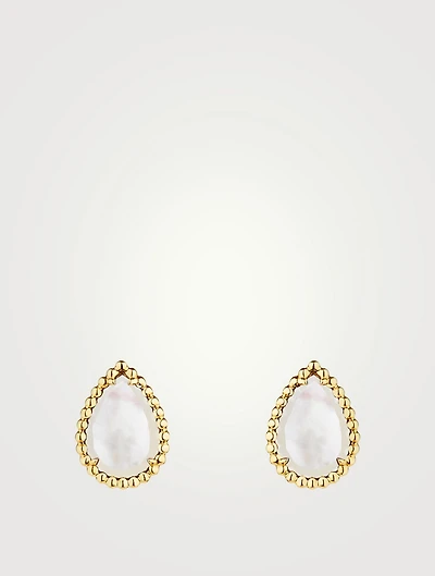 Serpent Bohème S Motif Yellow Gold Stud Earrings With Mother Of Pearl
