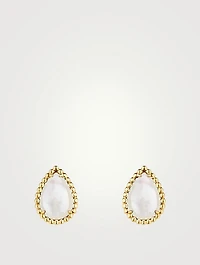 Serpent Bohème S Motif Yellow Gold Stud Earrings With Mother Of Pearl