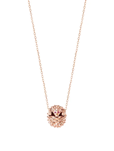 Hans The Hedgehog Rose Gold Pendant Necklace With Rubies And Black Diamond