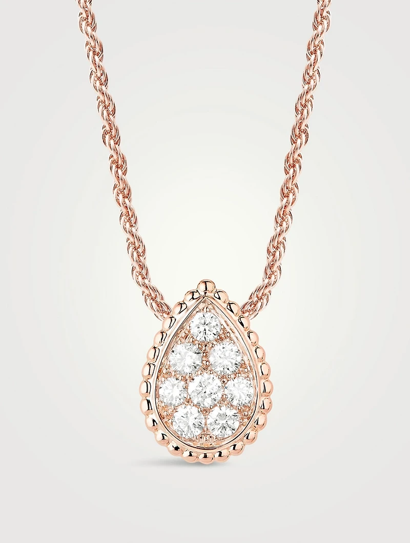 Serpent Bohème S Motif Rose Gold Pendant Necklace With Diamonds