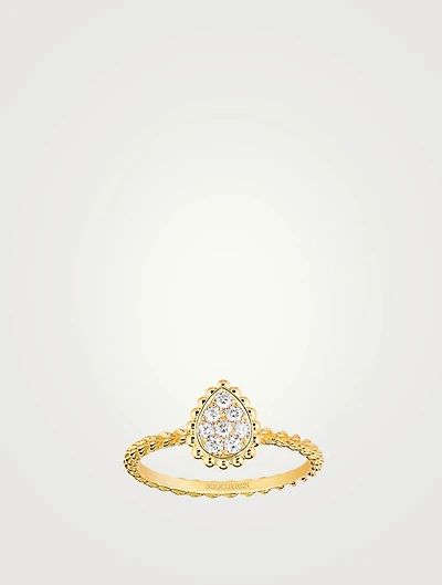 Serpent Bohème XS Motif Gold Ring With Diamonds