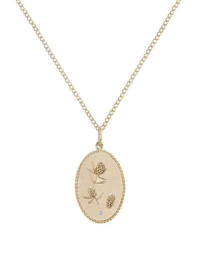 Protea 10K Gold Diamond Pendant Necklace - 18" Chain