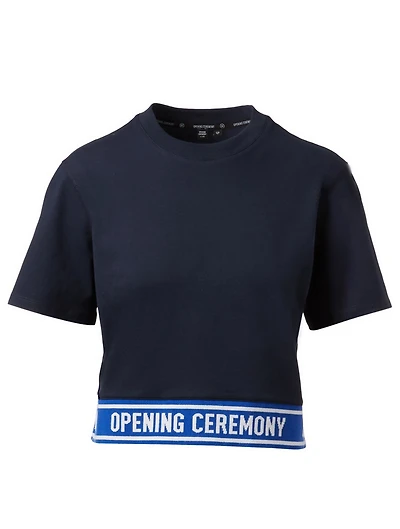 Cropped Elastic Logo T-Shirt