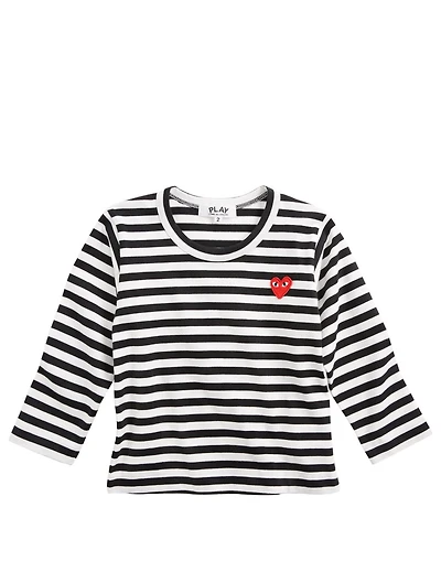 Kids Long Sleeve Heart T-Shirt In Stripe