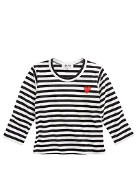 Kids Long Sleeve Heart T-Shirt In Stripe
