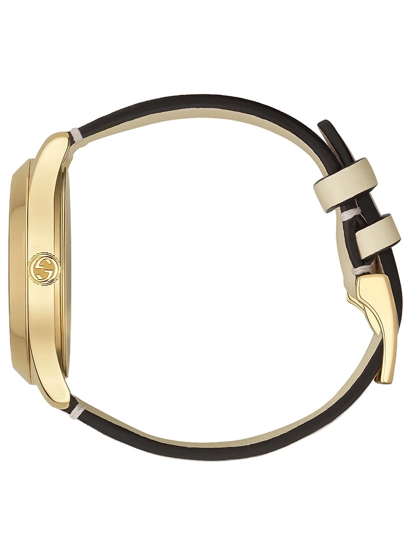 Medium G-Timeless Goldtone Leather Strap Watch