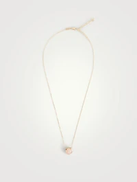 18K Gold Feline Head Pendant Necklace With Pink Opal And Diamond