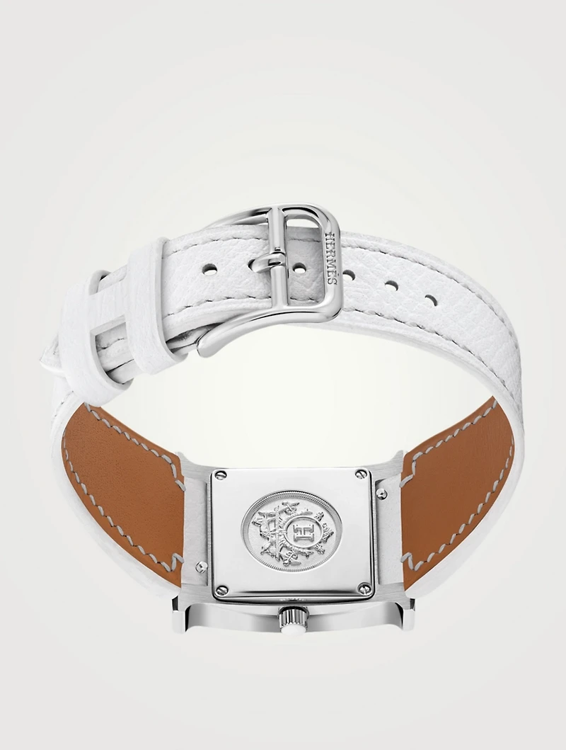 Heure H PM Leather Strap Watch With Diamonds