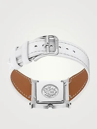 Heure H PM Leather Strap Watch With Diamonds