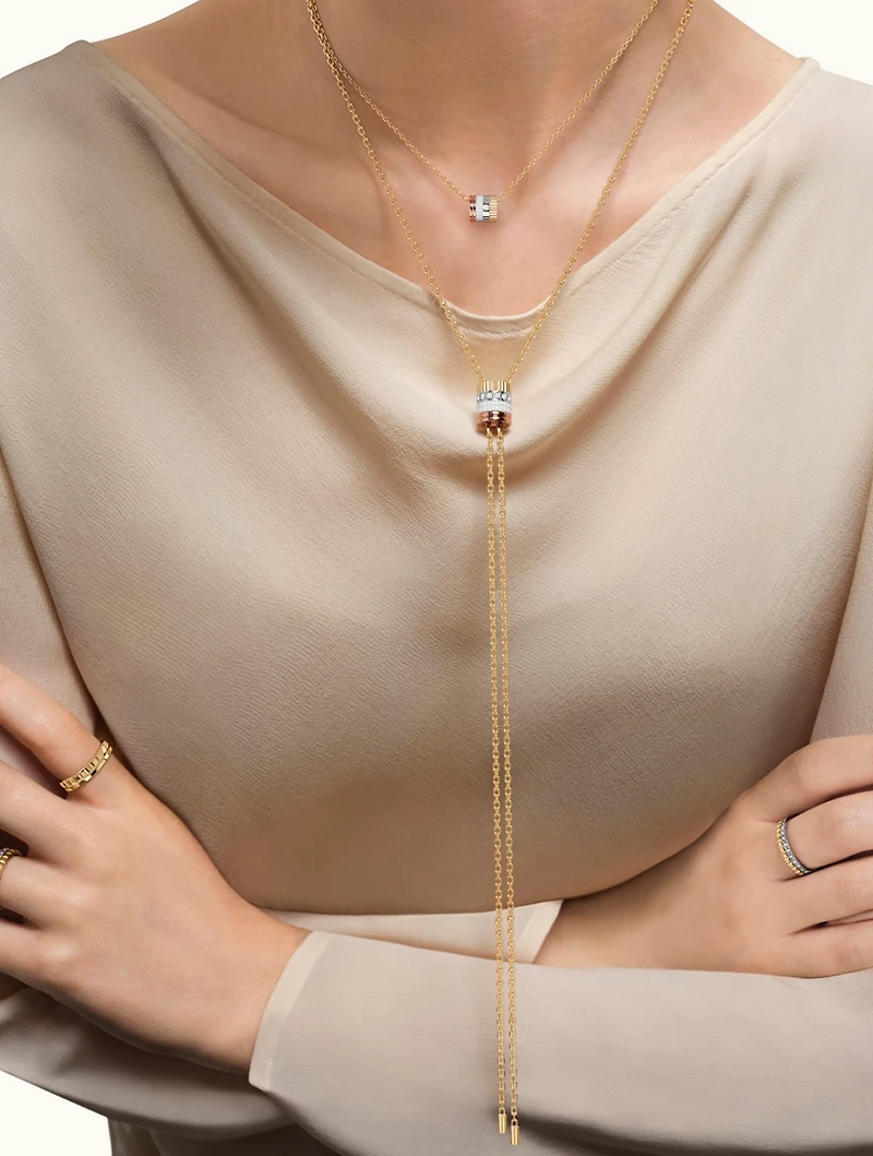 Mini White Edition Gold Ring Pendant Necklace With Diamond
