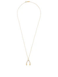 Gold Wishbone Necklace With Diamonds