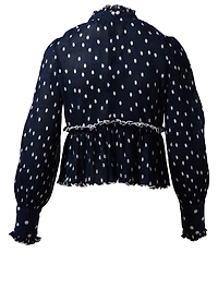 Pleated Georgette Blouse Polka Dot