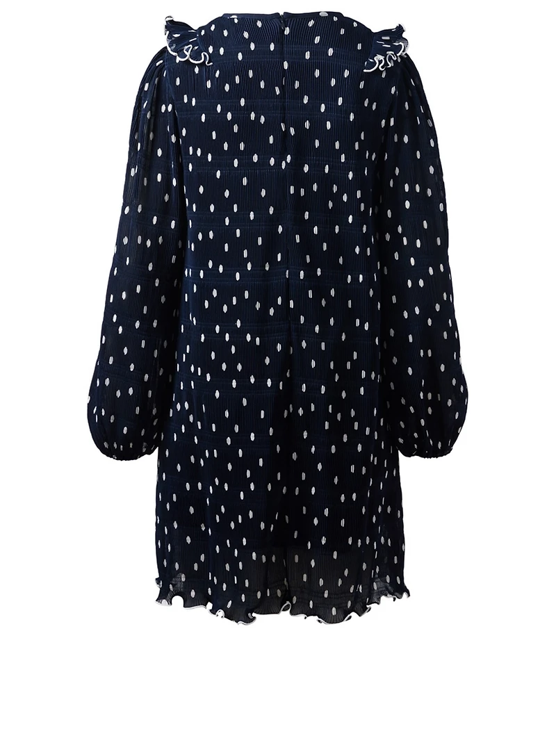 Pleated Georgette Dress Polka Dot