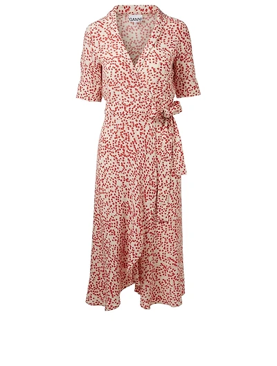 Printed Crepe Wrap Dress