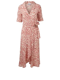 Printed Crepe Wrap Dress