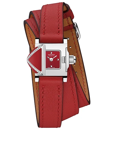 Medor Rock TPM Triple Tour Leather Strap Watch With Diamonds, 16 x 16mm
