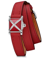 Medor Rock TPM Triple Tour Leather Strap Watch With Diamonds, 16 x 16mm