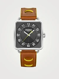 Carre H MM Leather Strap Watch