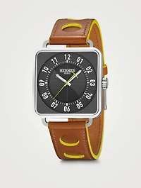 Carre H MM Leather Strap Watch