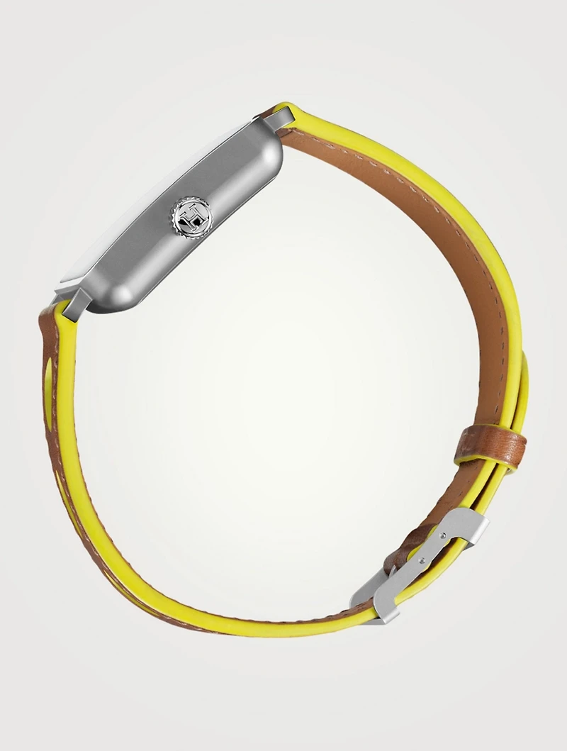 Carre H MM Leather Strap Watch