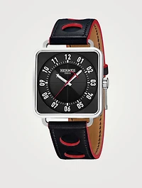 Carre H MM Leather Strap Watch
