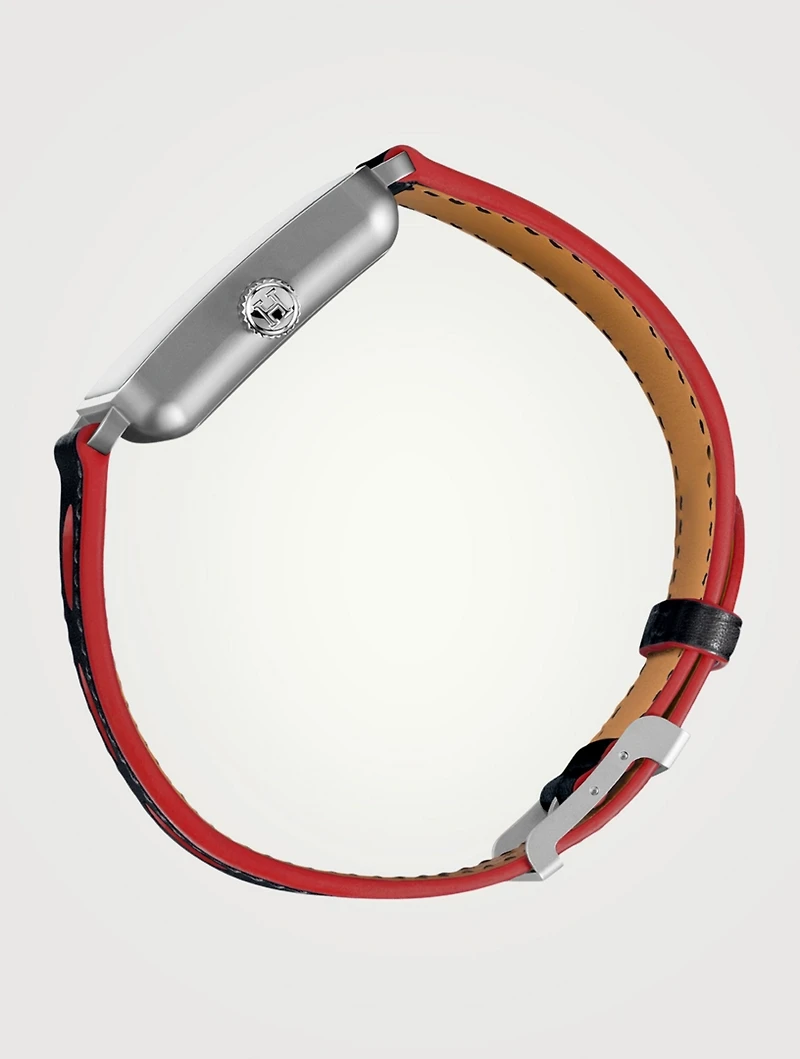 Carre H MM Leather Strap Watch