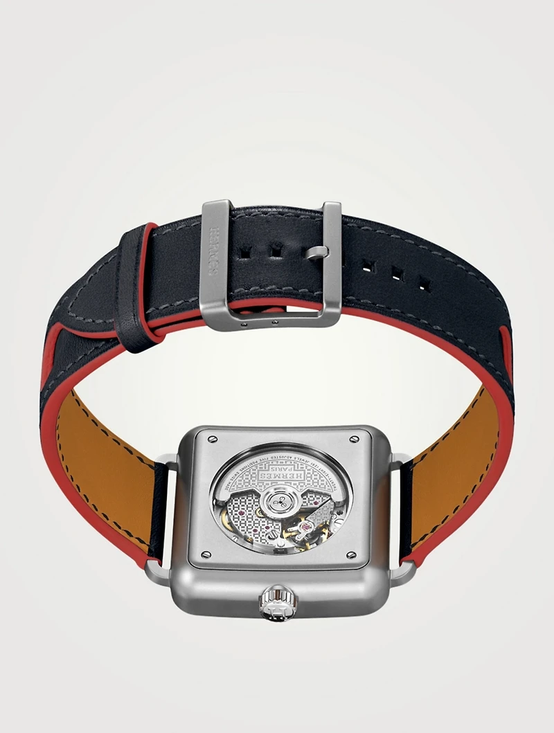 Carre H MM Leather Strap Watch
