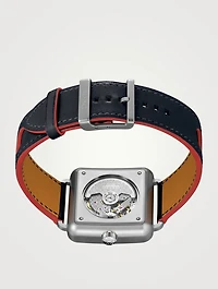 Carre H MM Leather Strap Watch